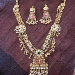 Royal Jaipur Multi-Strand Peach Stone & Pearl Set